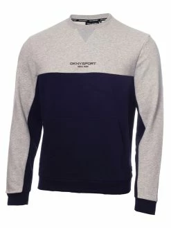 DKNY Sport NYC Colour Block Sweatshirt - Silver Marl/Navy
