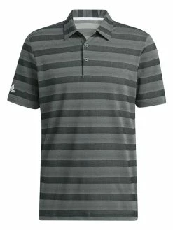 Adidas Two-Colour Striped Polo Shirt - Linen Green/Shadow Green