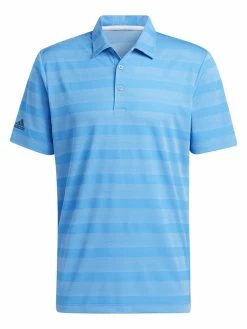Adidas Two-Colour Striped Polo Shirt - Pulse Blue/Bliss Blue