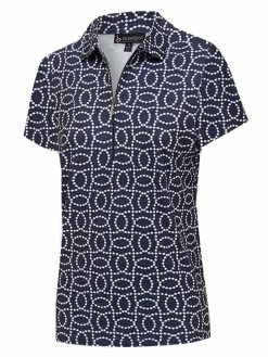 Birdee Sport Women's Blue Moon Short Sleeve Top - Navy/White