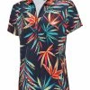Birdee Sport Women's Rainforest Short Sleeve Top - Navy Print