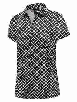 Birdee Sport Women's Lattice Short Sleeve Top - Black/White