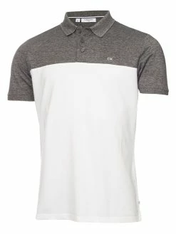 Calvin Klein Colour Block Polo Shirt - Charcoal Marl/White