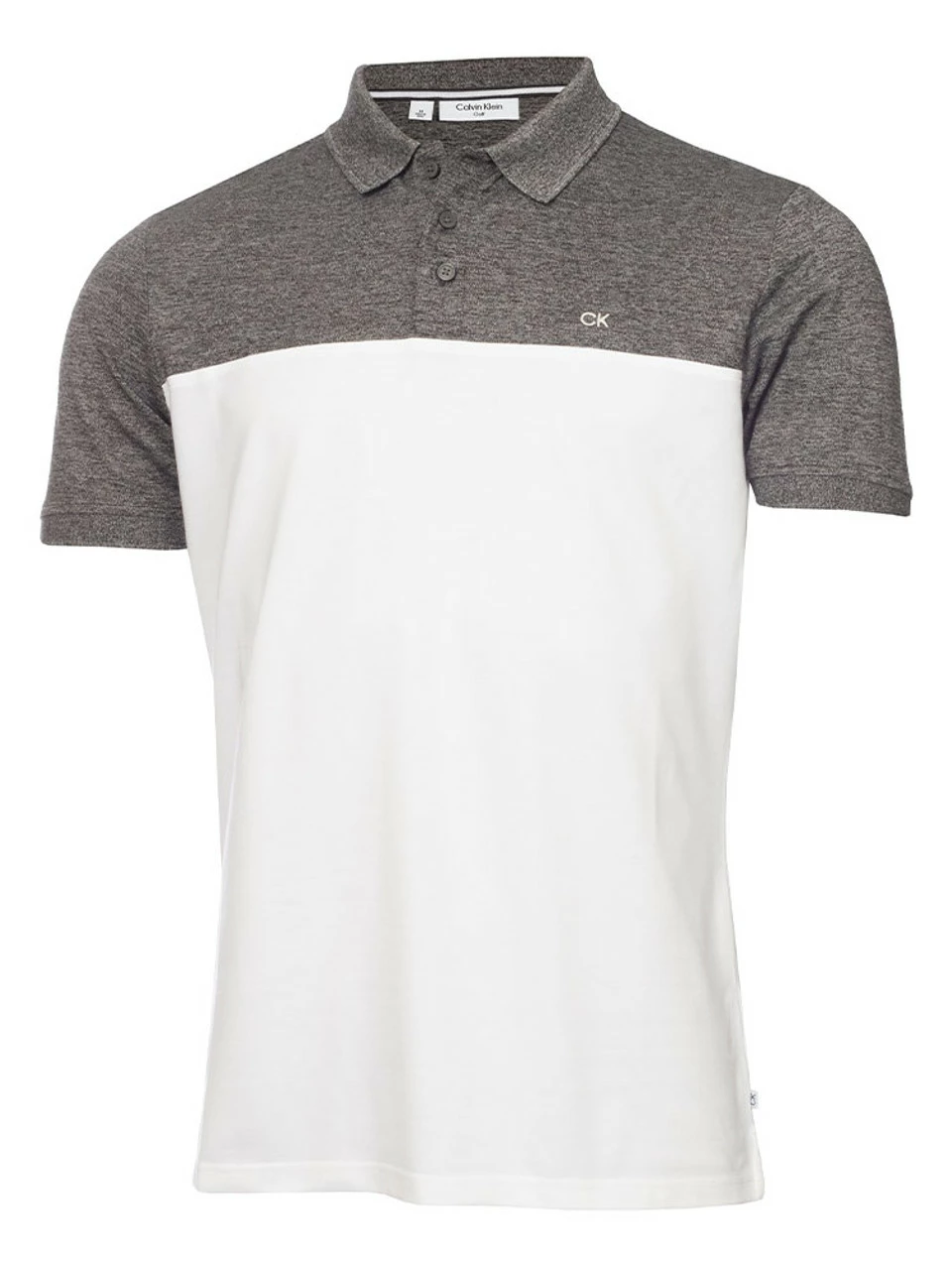 Calvin Klein Colour Block Polo Shirt - Charcoal Marl/White