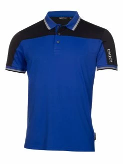 DKNY Golf Broadway Colour Block Polo - Cobalt/Black