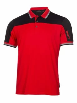 DKNY Golf Broadway Colour Block Polo - Red/Black