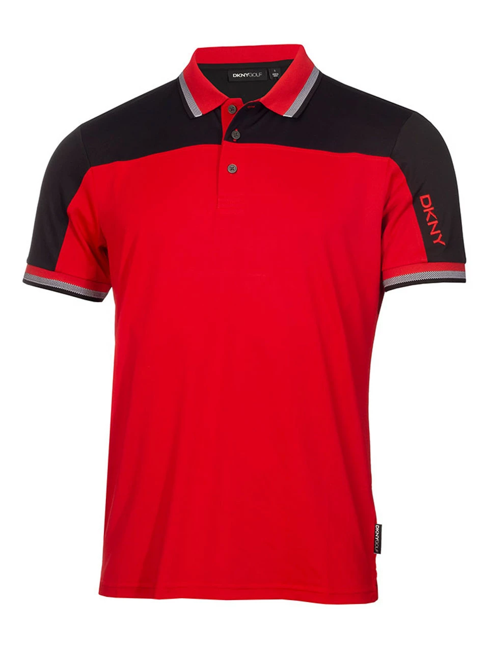 DKNY Golf Broadway Colour Block Polo - Red/Black