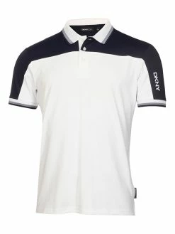 DKNY Golf Broadway Colour Block Polo - White/Navy