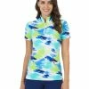 IBKUL Matilda Print Short Sleeve Mock Neck - Jade Multi