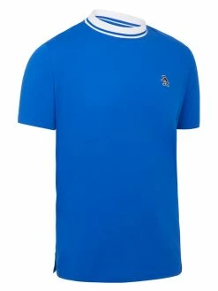 Original Penguin Pima Cotton Blocked Golf Crew - Blue Tattoo