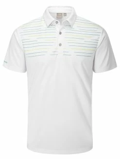 Ping Portman Tailored Fit Polo - White/Blue Nile