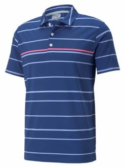 Puma MATTR Border Lines Golf Polo - Blazing Blue/Sunset Pink