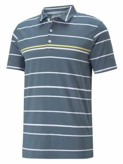 Puma MATTR Border Lines Golf Polo - Evening Sky/Mustard Seed