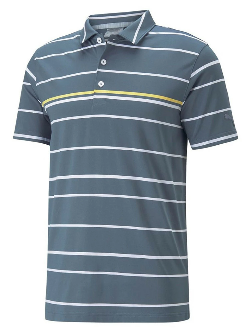 Puma MATTR Border Lines Golf Polo - Evening Sky/Mustard Seed