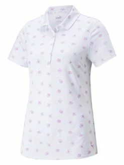 Puma Women's CLOUDSPUN Garden Golf Polo - Bright White/Mauve Pop