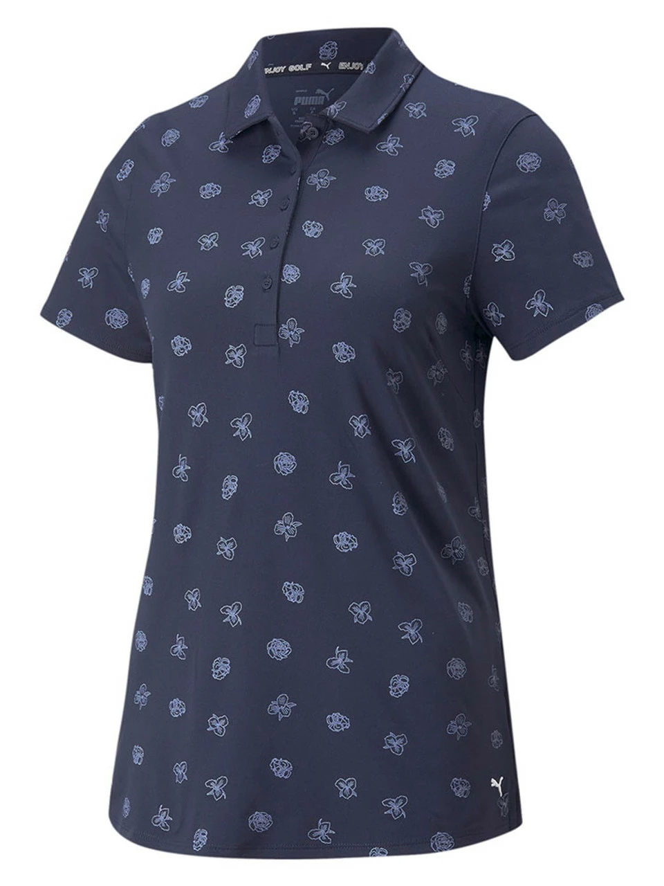 Puma Women's CLOUDSPUN Garden Golf Polo - Navy Blazer/Bright White