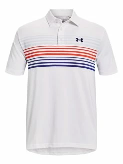 Under Armour Playoff 2.0 Chest Stripe Polo - White/Red/Blue