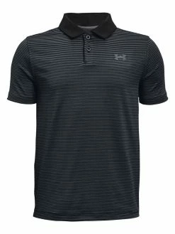 Under Armour JR Boys Performance Stripe Polo - Black/Pitch Grey