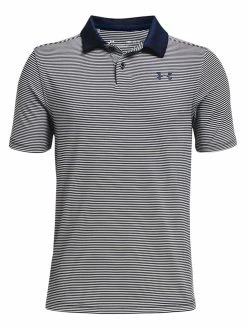Under Armour JR Boys Performance Stripe Polo - Academy/White