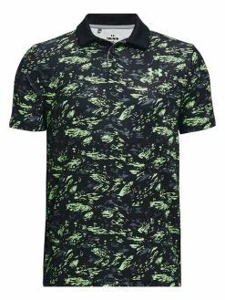 Under Armour JR Boys Performance Paradise Printed Polo - Black/Key Lime