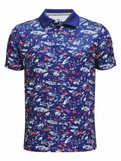 Under Armour JR Boys Performance Paradise Printed Polo - Bauhaus Blue/Bolt Red