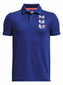 Under Armour JR Boys Performance Paradise Graphic Polo - Bauhaus Blue/White