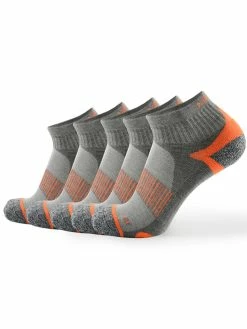 Meikan Socks Meikan 5 Pack Quarter Cut Performance Sports Socks - Grey/Orange