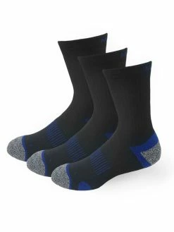 Meikan Socks Meikan 3 Pack Crew Cut Performance Sports Socks - Black/Dark Blue