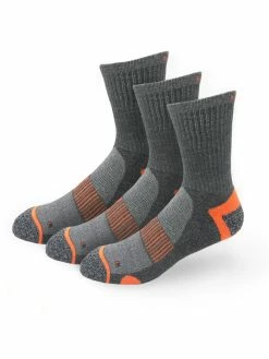 Meikan Socks Meikan 3 Pack Crew Cut Performance Sports Socks - Grey/Orange